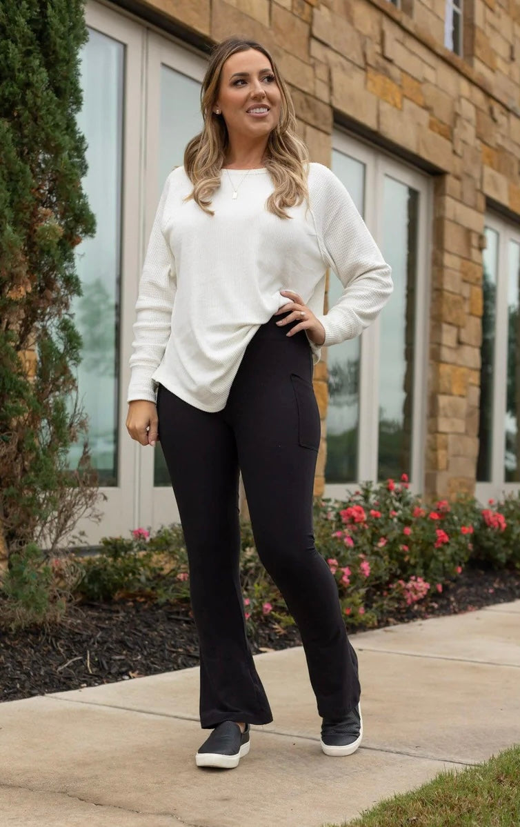 Black Flare Leggings with Pockets