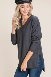 Slip Into Comfort Charcoal Sweater