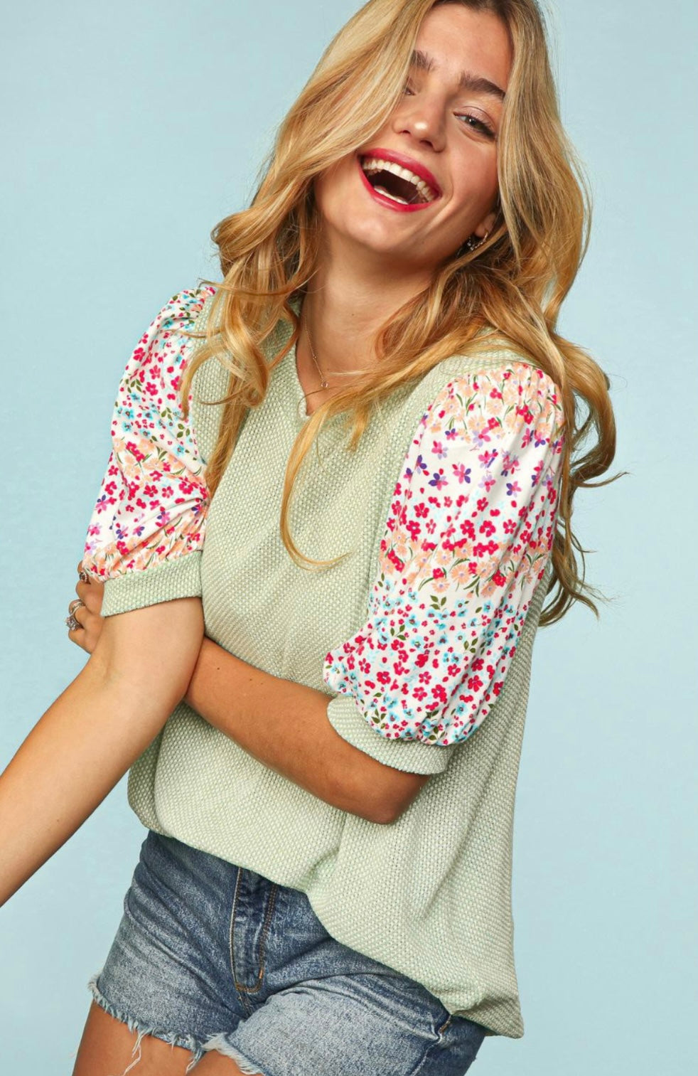 Spring Medley Floral Puff Sleeve Top