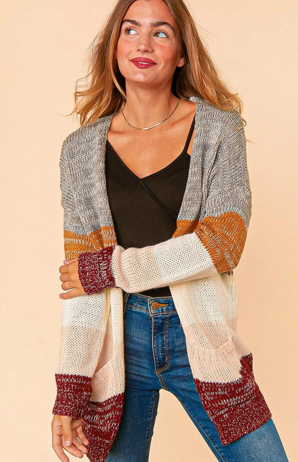 Ombré Color Block Fall Vibes Cardigan