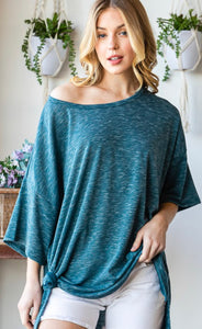 Heathered Teal Knit Top