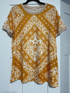 Golden Mustard & Ivory Bandana Print Top