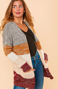 Ombré Color Block Fall Vibes Cardigan