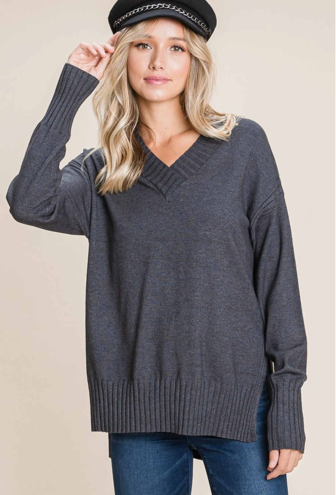 Slip Into Comfort Charcoal Sweater