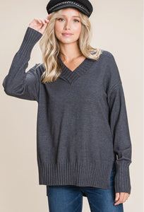 Slip Into Comfort Charcoal Sweater