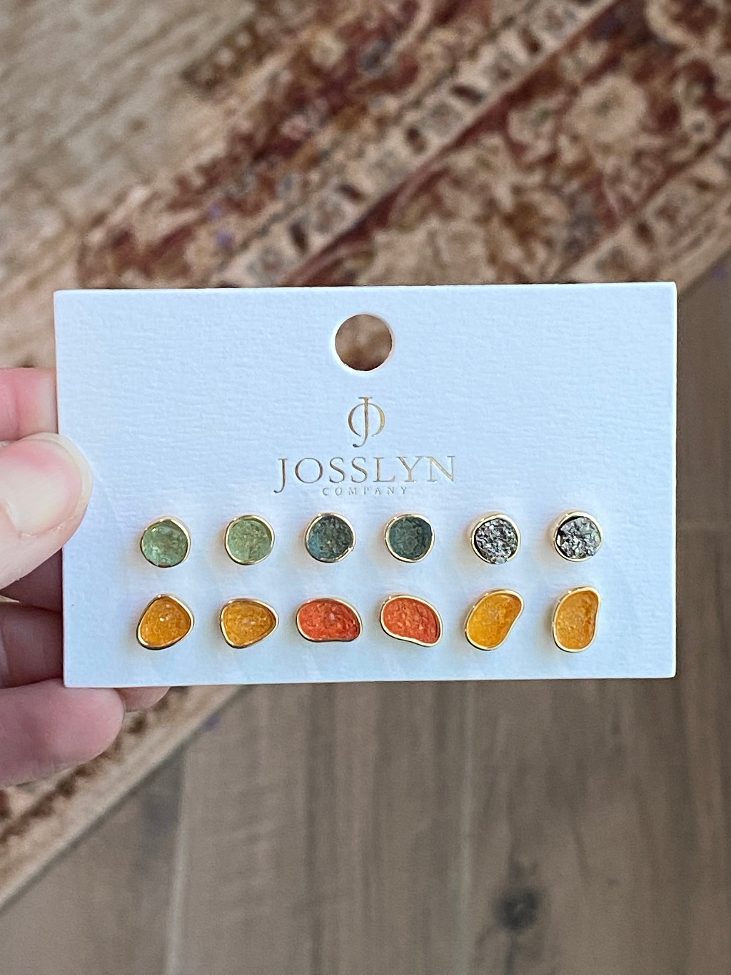 Stone Stud Earring Set (6 pair)