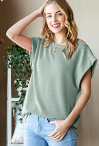 Ribbed Dolman Blouse