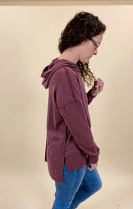 Jacquard Textured Mineral Wash Ribbed Hoodie