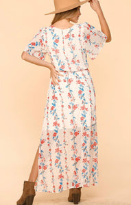 Ivory Floral Print Dress with Pockets