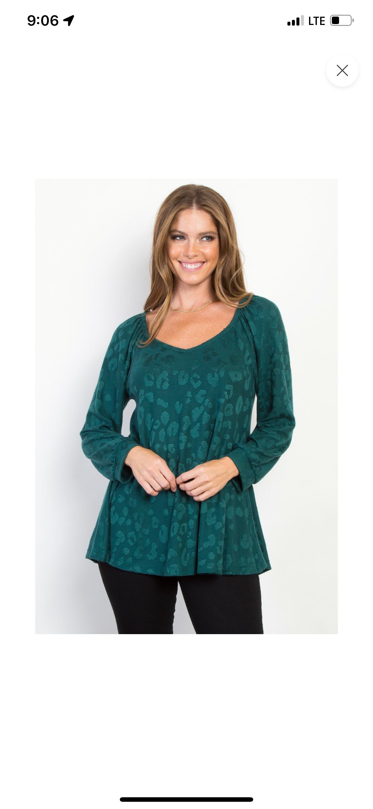 Hunter Green Leopard Detail Top