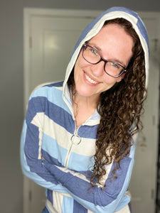 Blue Striped Zip Hoodie