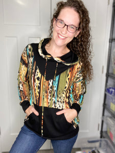 Serape Leopard Striped Hoodie