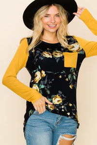 Navy & Mustard Floral Tunic Top