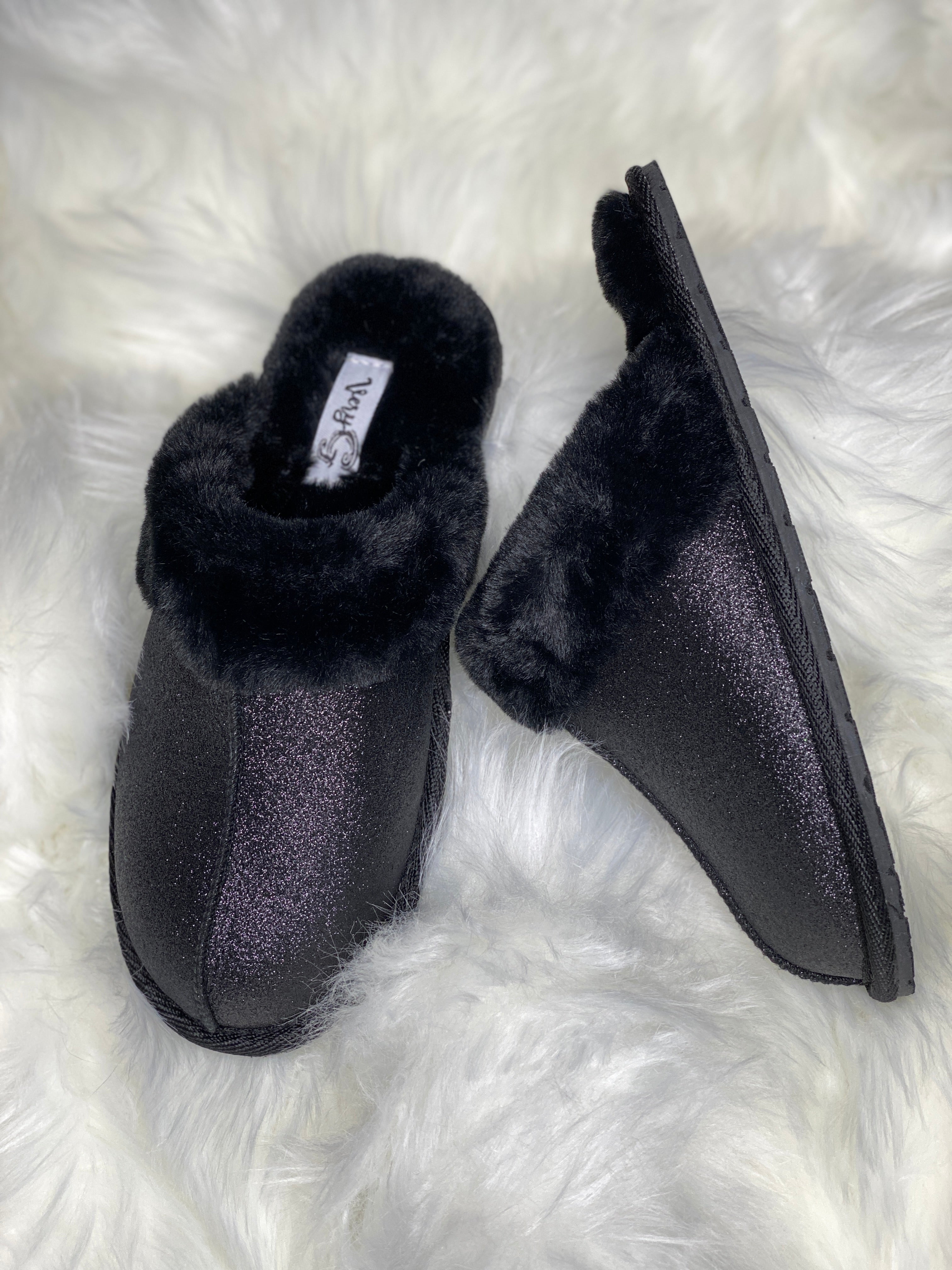 Very G Deidra Slippers - BLACK SPARKLES