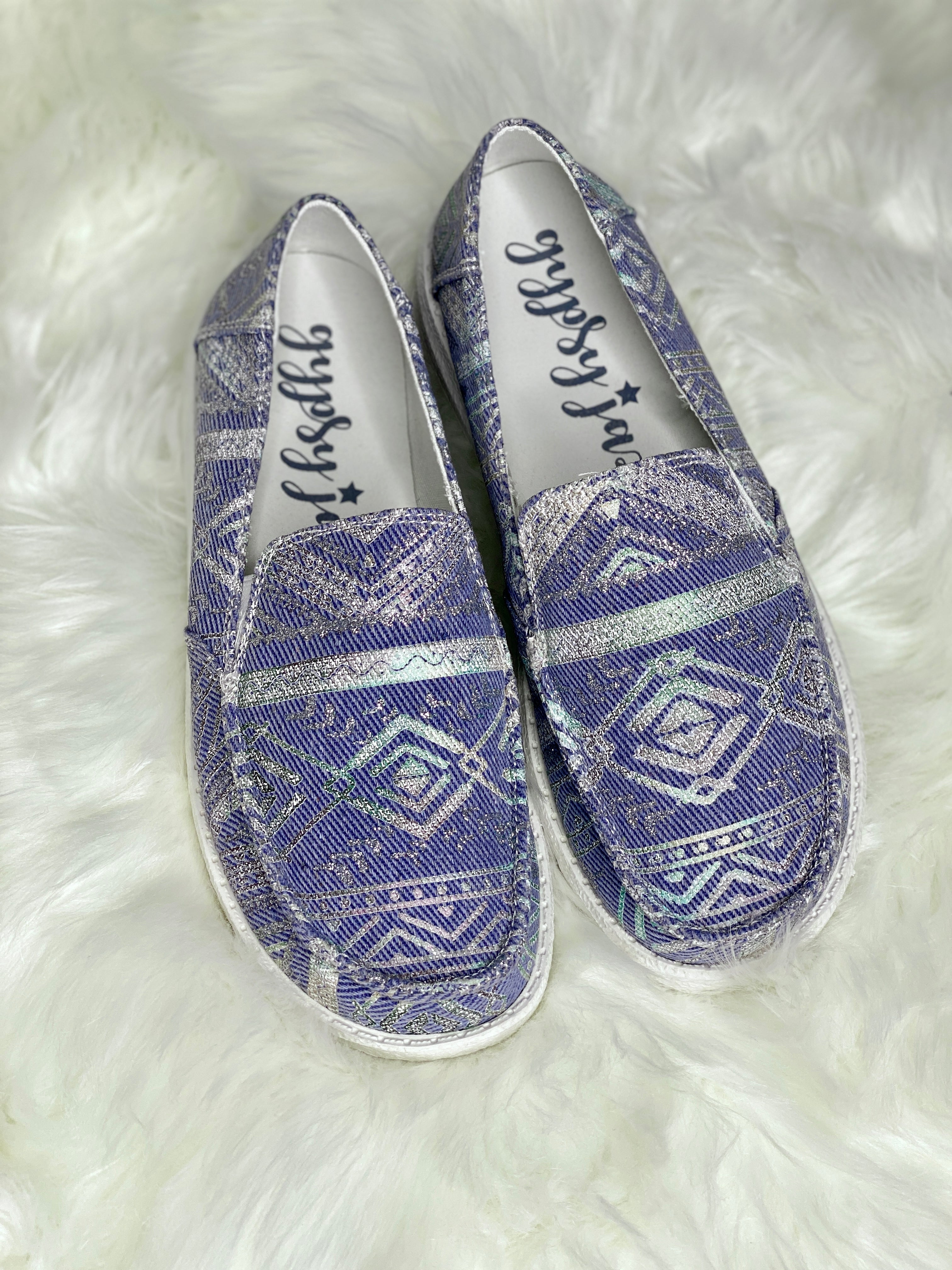 Gypsy Jazz Aztec Slip-Ons - BLUE