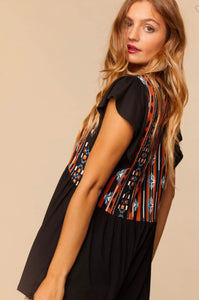 Western Vibe Aztec Ruffle Top