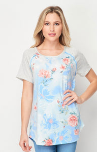 Tie Dye Sky Floral Top