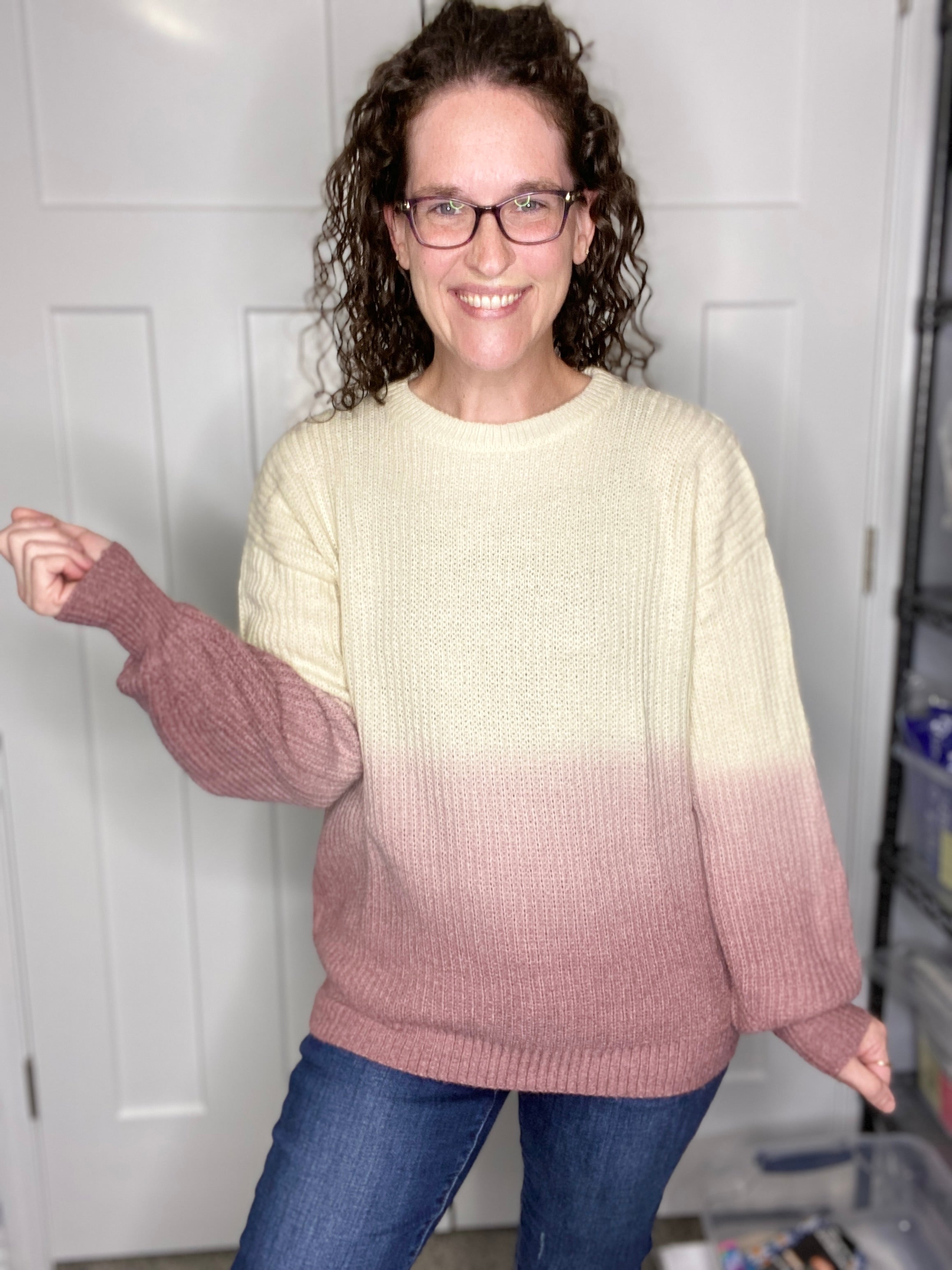 Ivory/Mauve Ombre Sweater