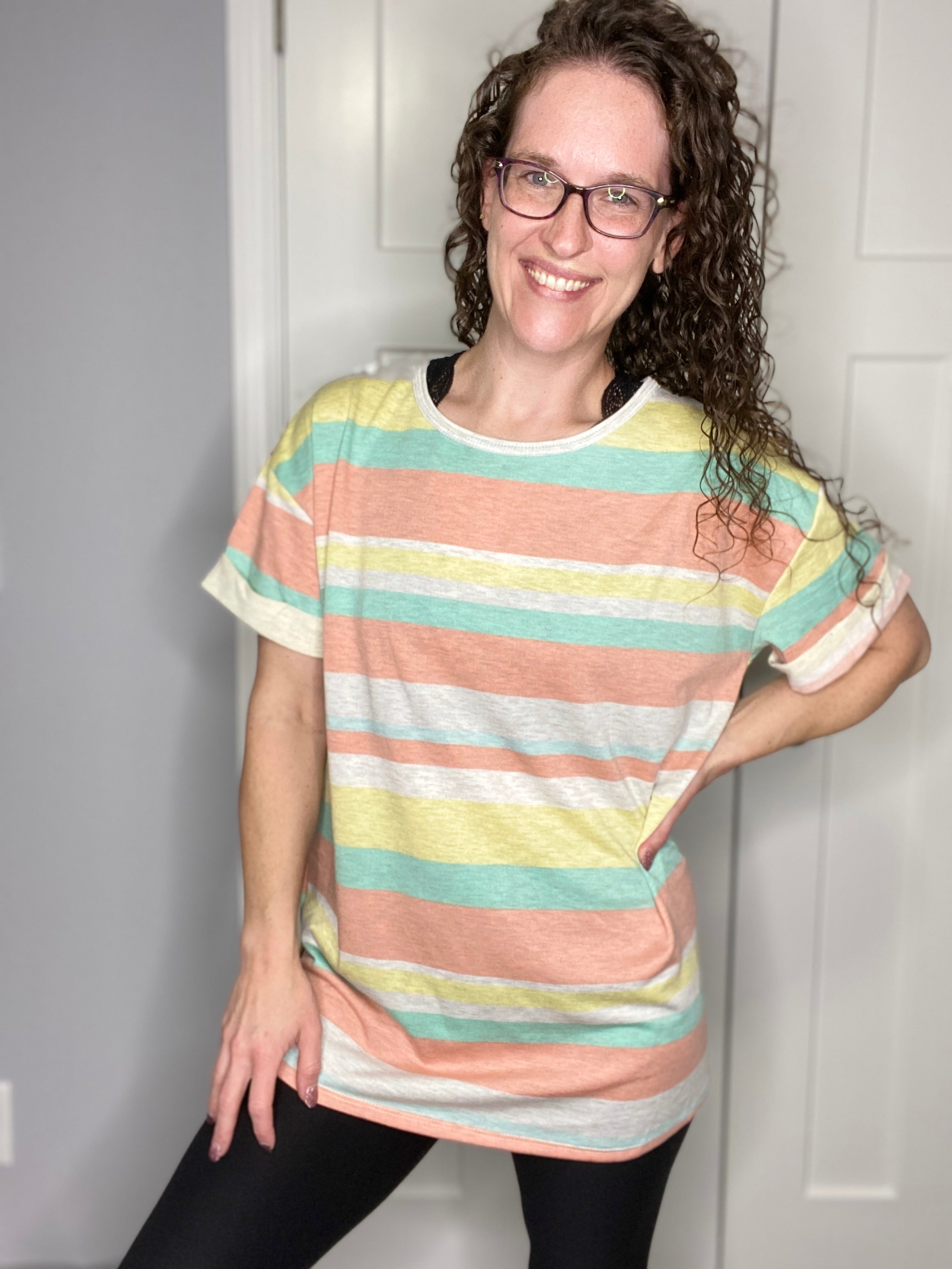 Melon Striped Tunic Top