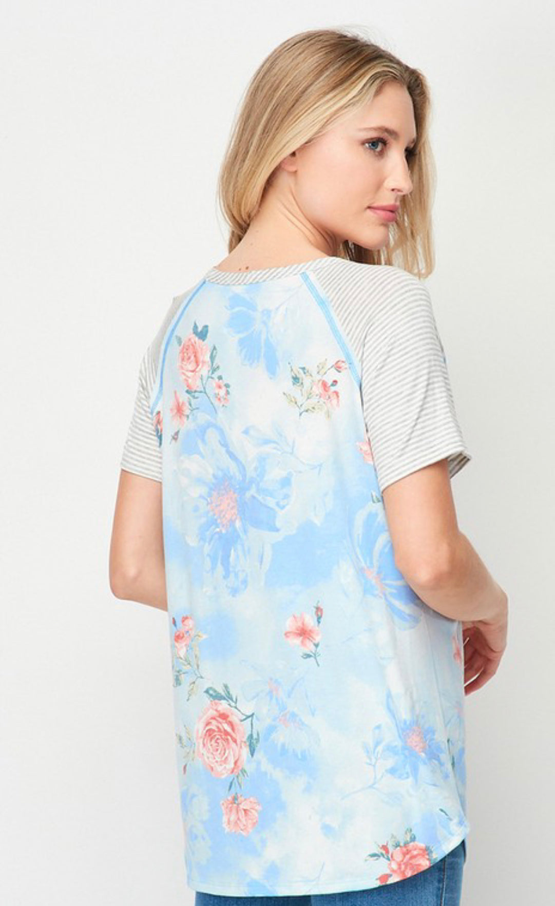 Tie Dye Sky Floral Top