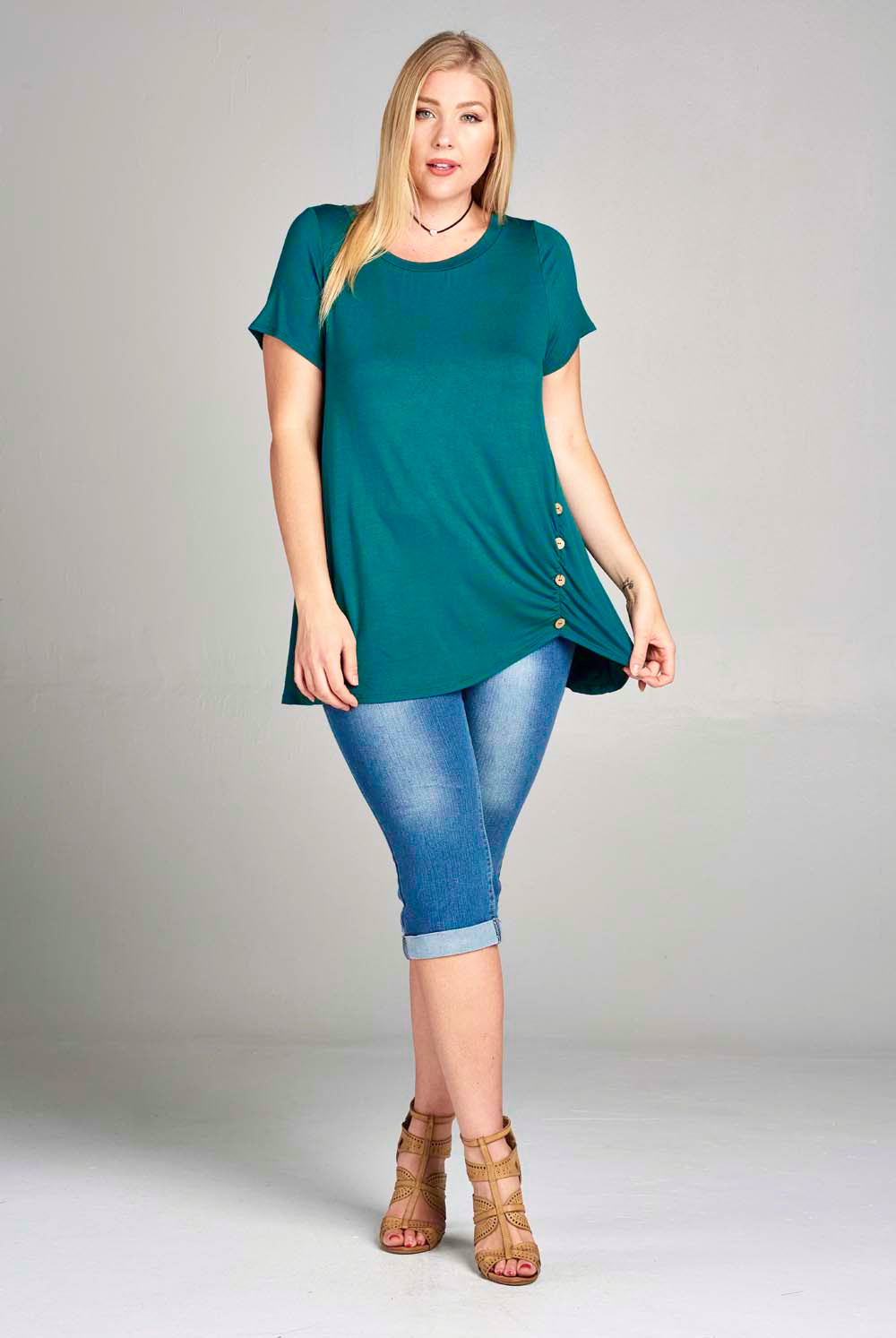 Emerald City Button Detail Top