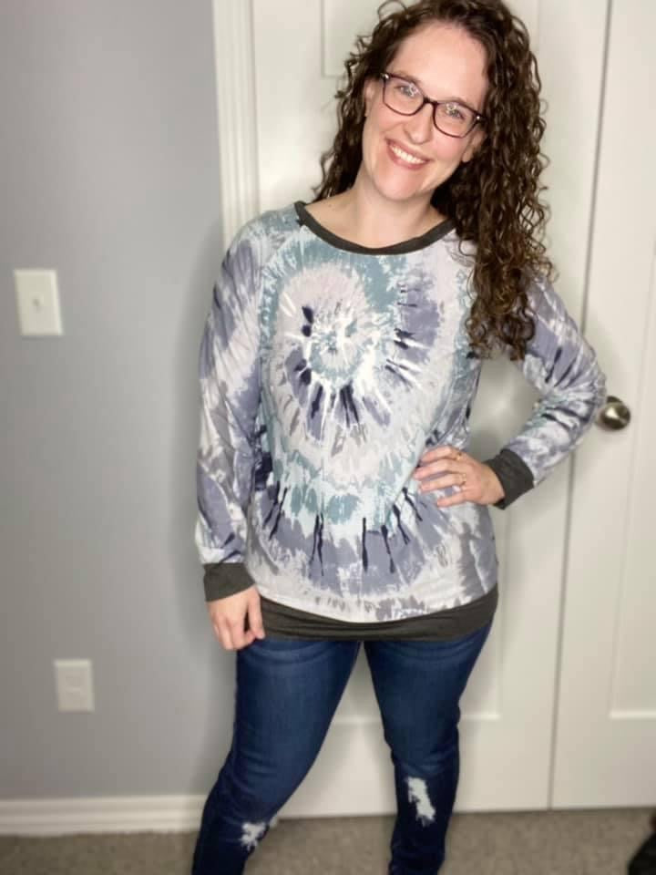 Lavender & Charcoal Swirl Tie Dye Top