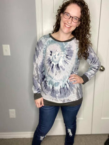 Lavender & Charcoal Swirl Tie Dye Top