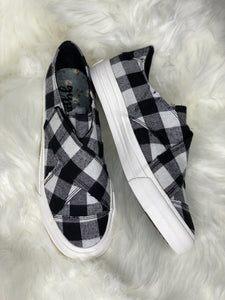 Gypsy Jazz Plaid Along Slip-Ons - BLACK/WHITE