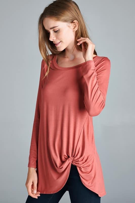 Marsala Twist Front Top