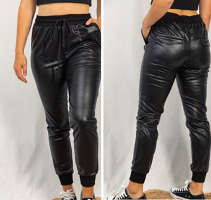 Faux Leather Joggers