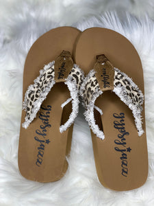 Gypsy Jazz Flip Flops - CREAM LEOPARD