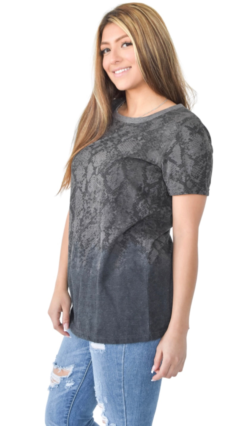 Monochromatic Snake Print Ombré Tee