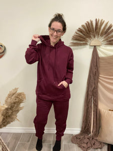 Burgundy Hoodie & Jogger Sweatpant Set