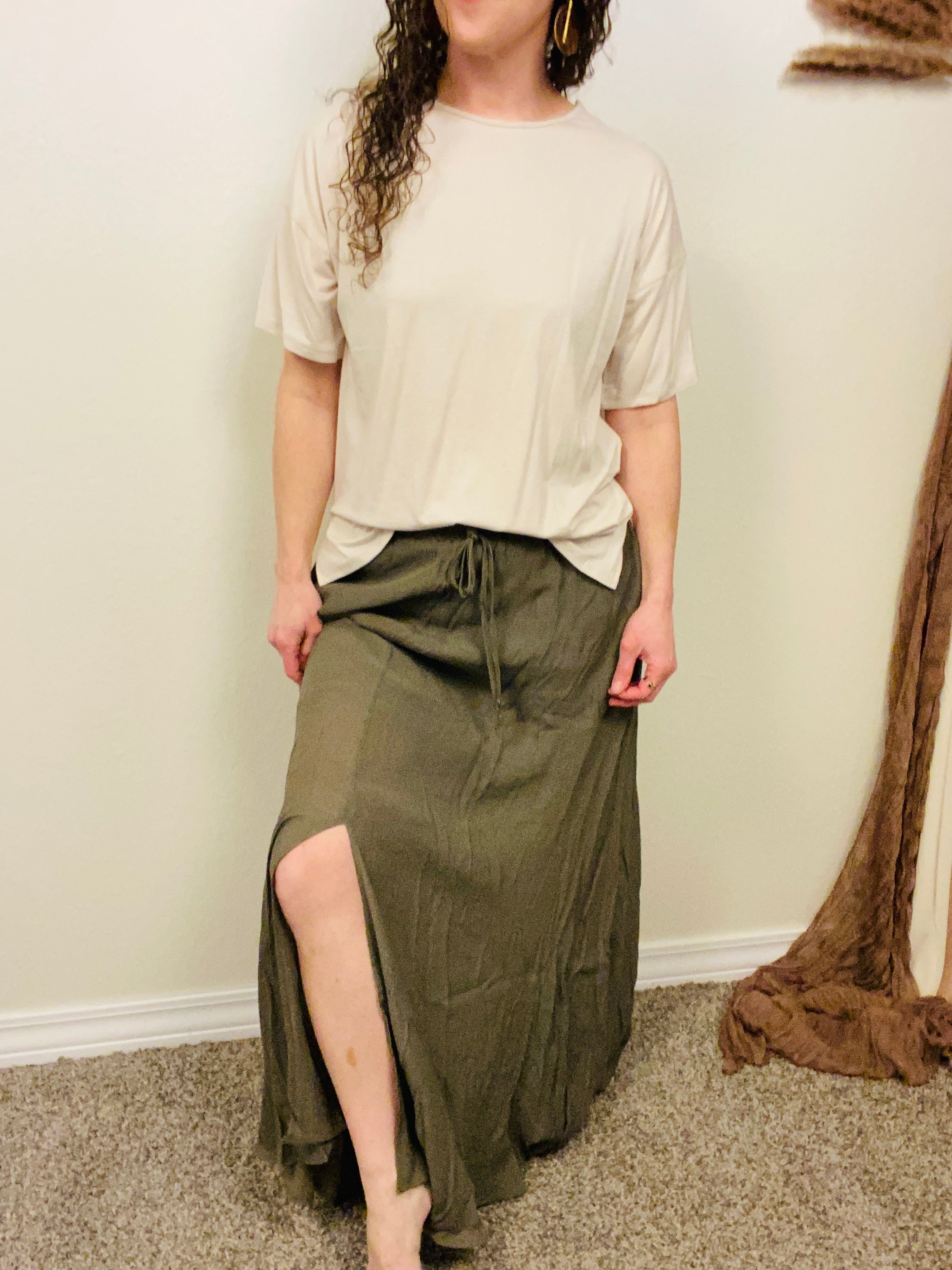 Olive Linen Skirt