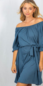 Scoop/VNeck Denim Blue Dress