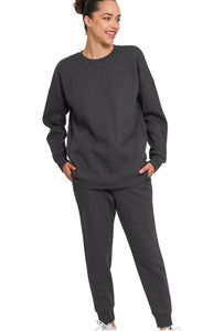 Charcoal Sweatshirt & Jogger Sweatpant Set