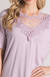 Crocheted Lace Detail Tee