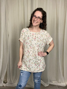 Cream Floral Dolman Top