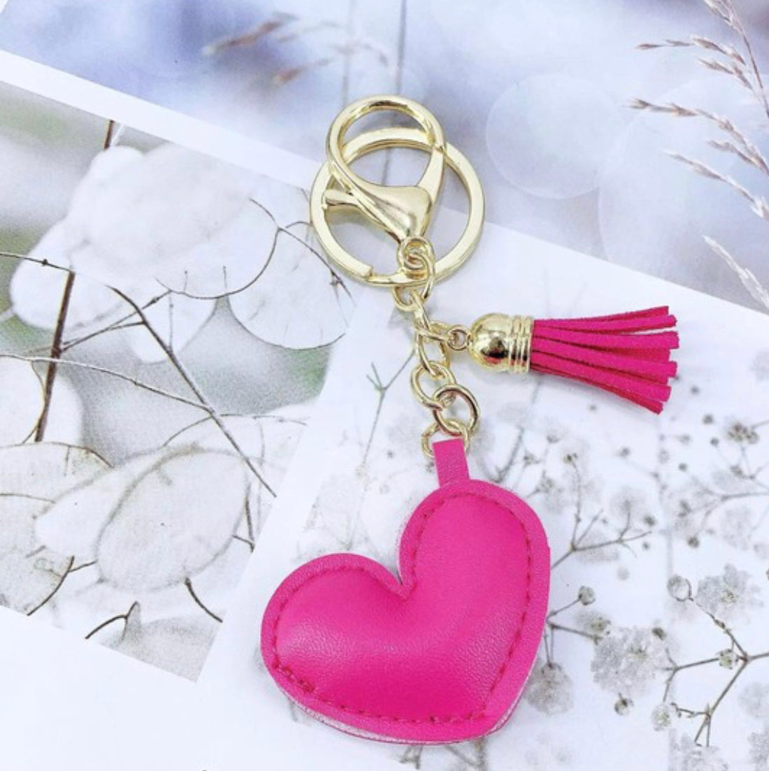 Suede Tassel Heart Shaped Keychain