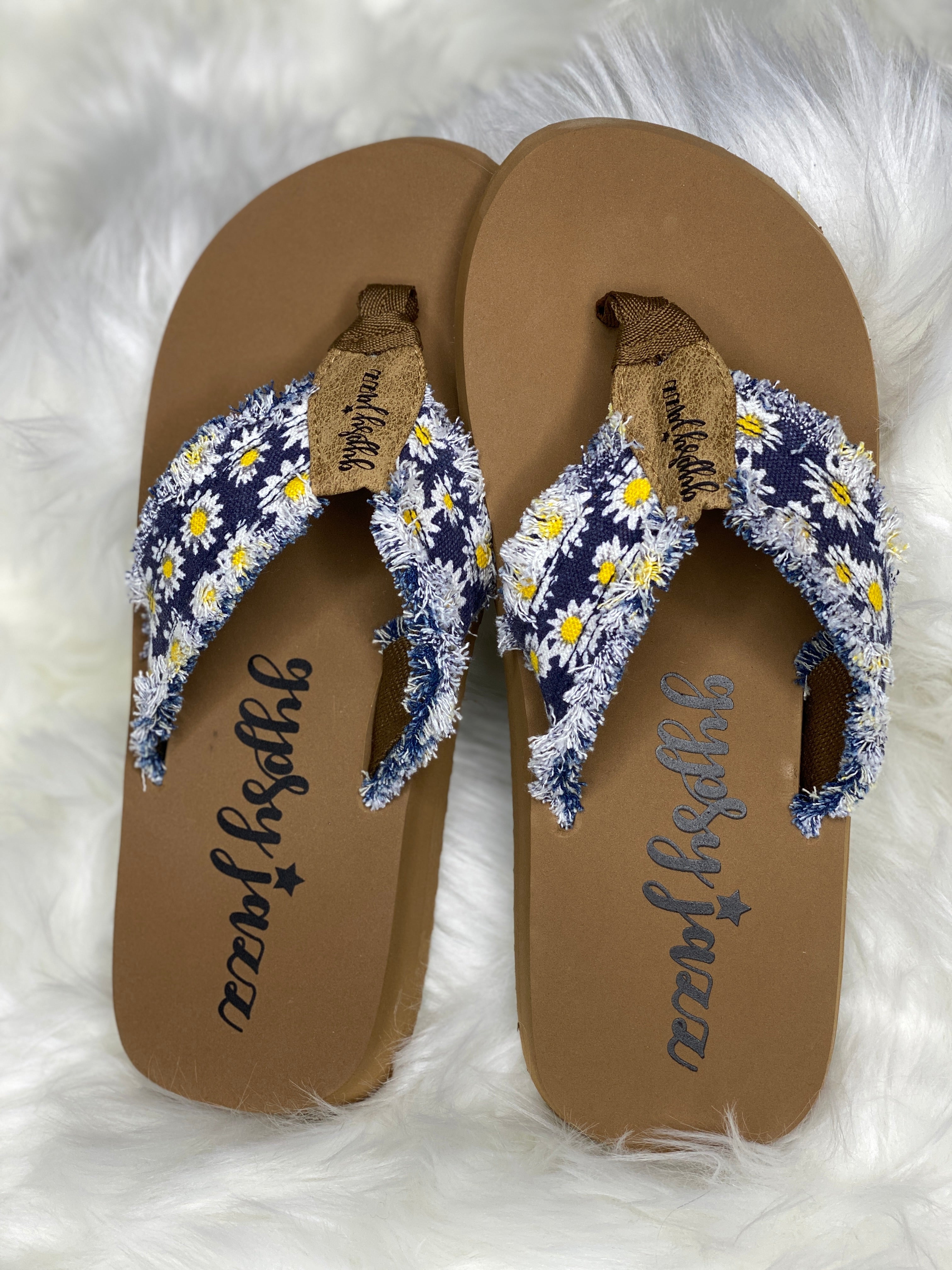 Gypsy Jazz Flip Flops - DAISIES