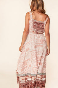 Bohemian Elastic Waist Maxi Dress