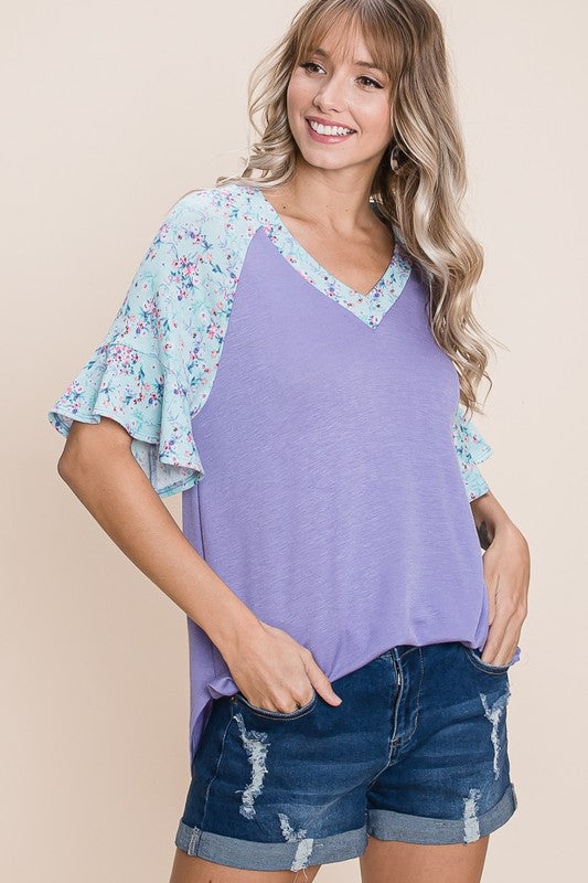 Spring Has Sprung Ruffle Sleeve Top