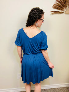 Scoop/VNeck Denim Blue Dress