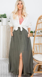 Olive Linen Skirt