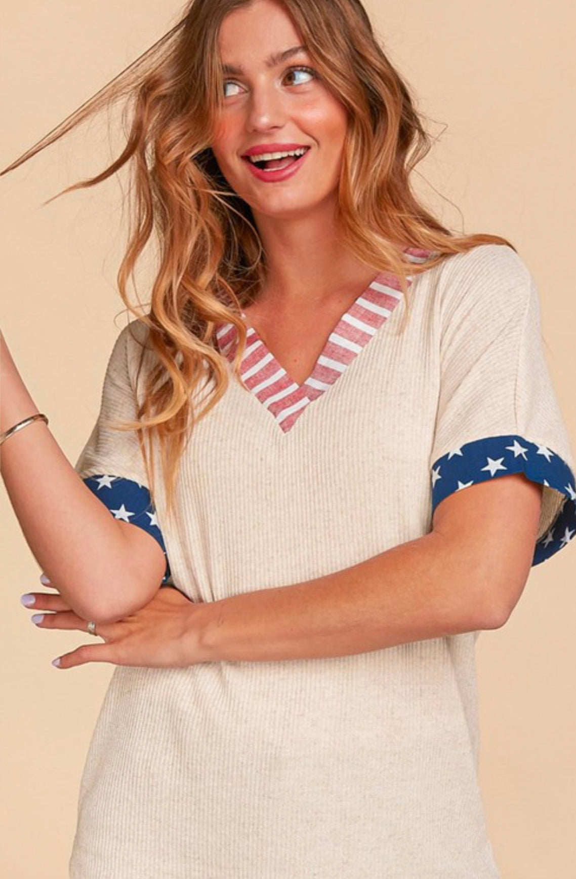 Subtle Patriotic Accent Top