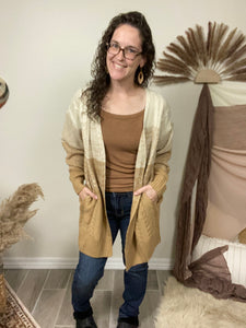 Ivory & Tan Cable Knit Cardigan