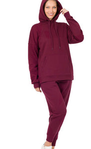 Burgundy Hoodie & Jogger Sweatpant Set