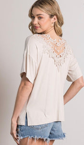 Crocheted Lace Detail Tee